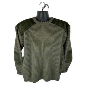 Vintage Antartex Country Wool Knit Sweater Elbow & Shoulder Pads Green Size XL